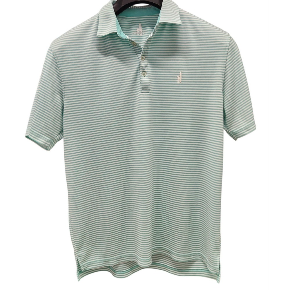 Johnnie O Mens Large Golf Polo Shirt Palm Green White Stripe Medalist Golf Club